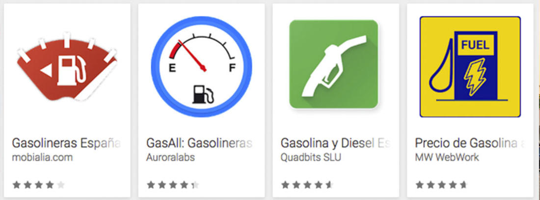 Iconos de algunas apps de gasolineras en España