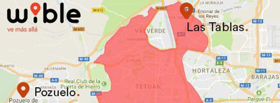 Mapa de Madrid con una marca roja. 