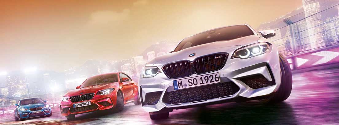 parte frontal de tres BMW M2 Competition