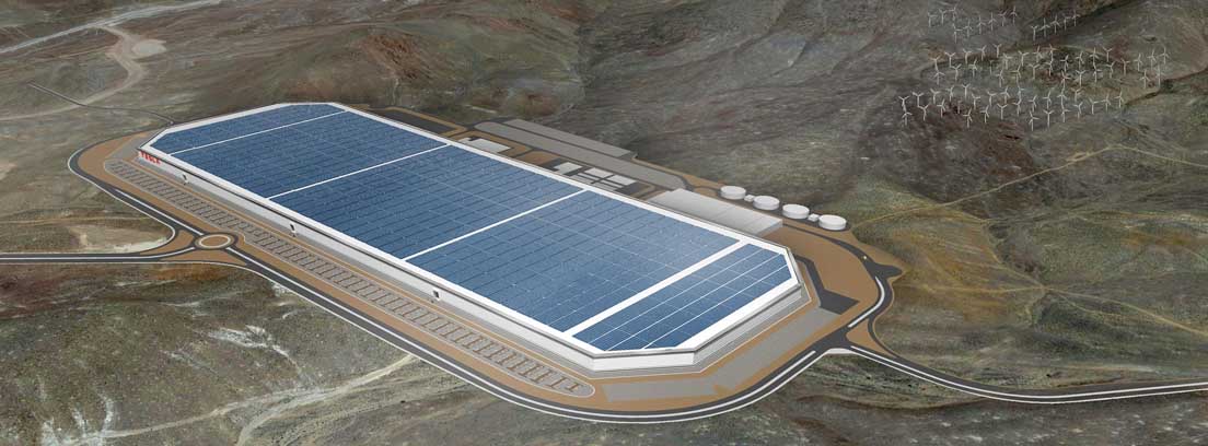 Vista general de la fábrica Tesla de baterías para coches eléctricos
