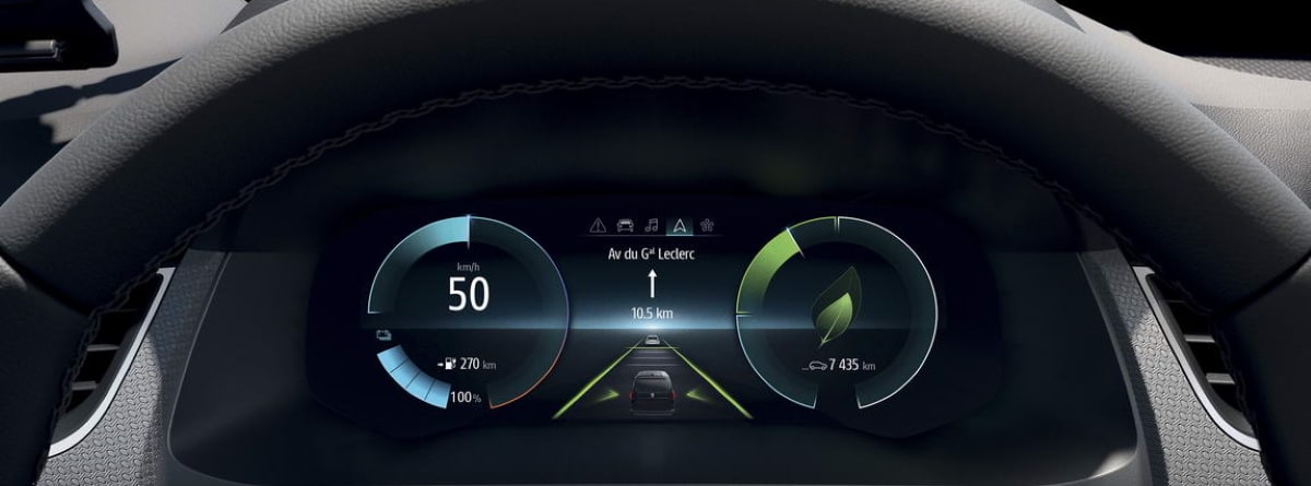 pantalla del Renault Kangoo Furgón E-Tech Electric con la autonomía