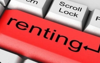 teclado de ordenador con la palabra renting en rojo