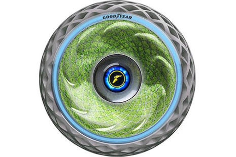 maqueta de un neumático Goodyear por dentro