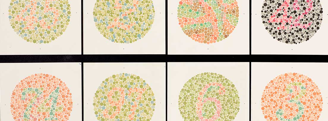 Muestra de varias láminas del test de Ishihara